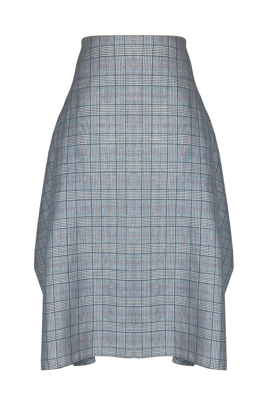 Blanket skirt plaid with pockets, Abraham Moon Yorkshire wool-linen zero-waste made-to-order UK