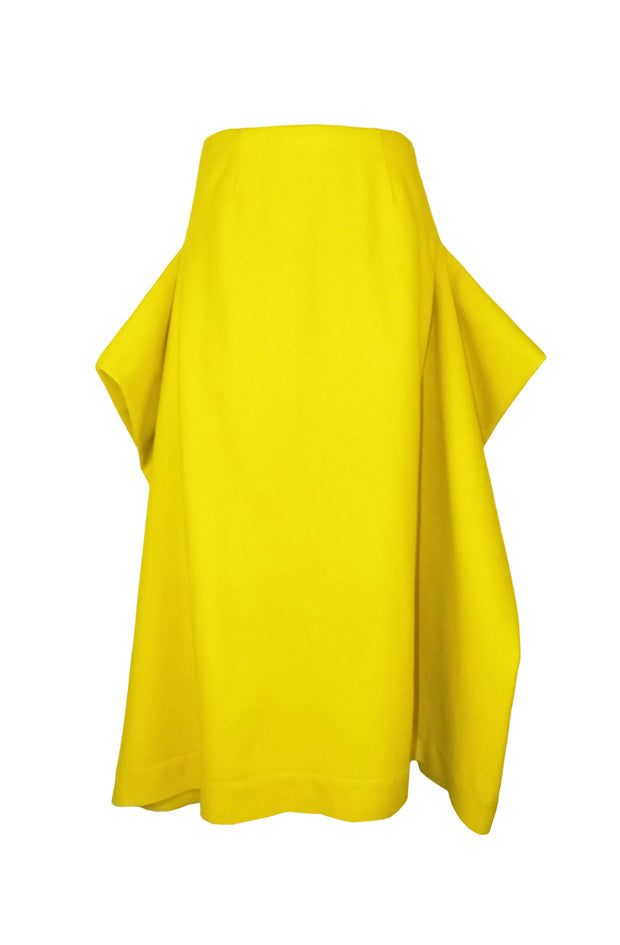 Midi-length skirt with large pockets and luxurious draped wool