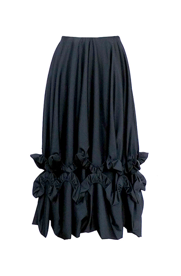 luxury designer chandelier skirt with aline silhouette voluminous drape and gathered ruffles