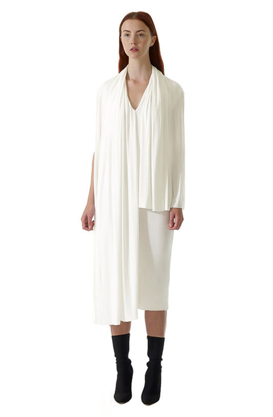 Elegant and timeless long drape creative dress that flows around the body