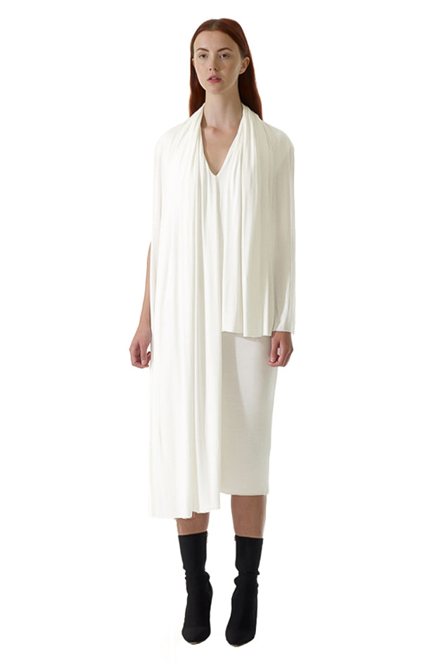 Elegant and timeless long drape creative dress that flows around the body
