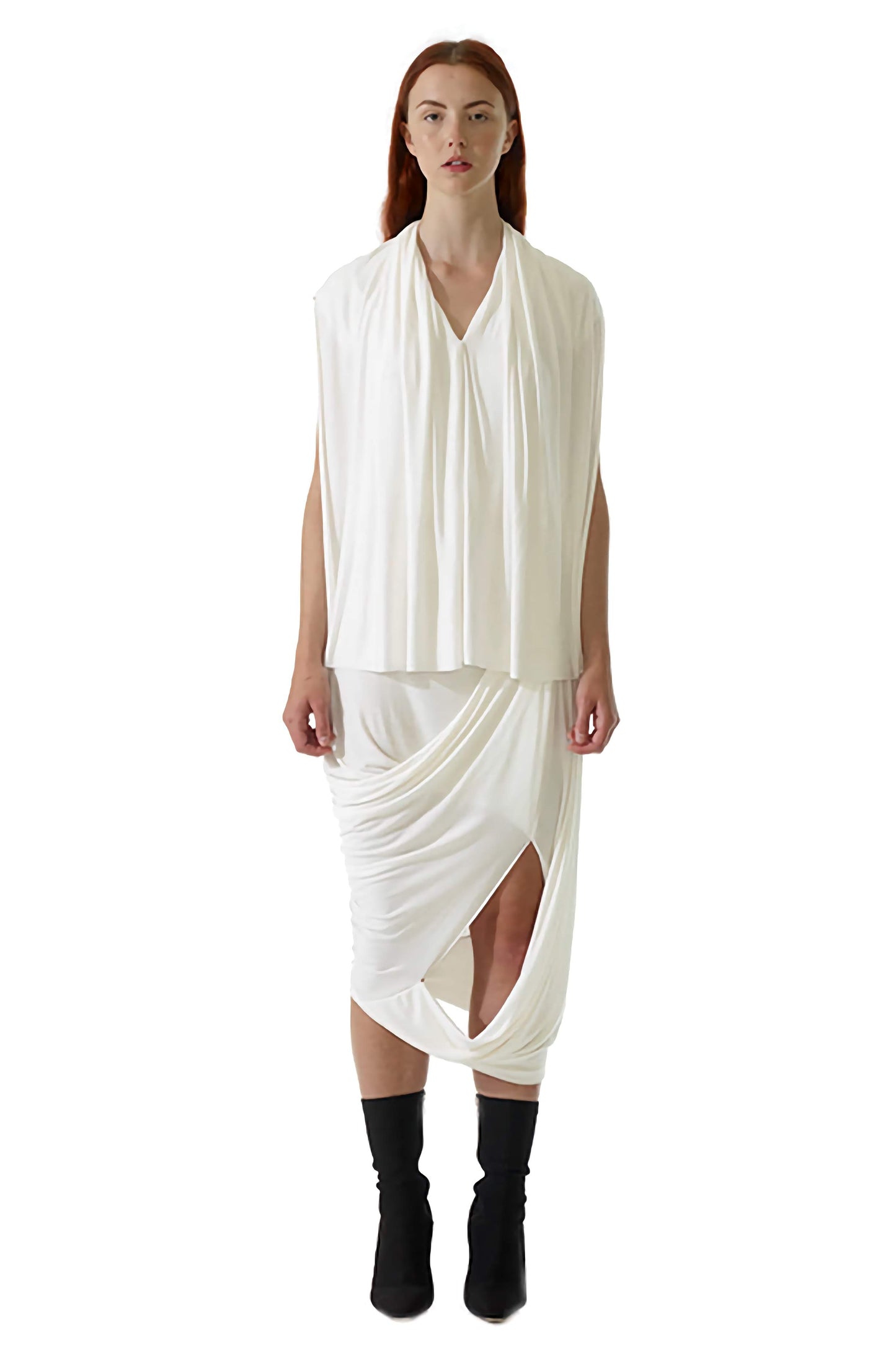 Modern drape curtain top made from a sustainable, zero-waste design