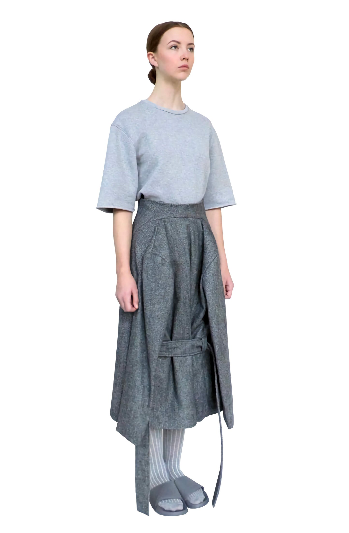 Inspiring tailored jacket skirt, artistic design inspired by reuse, reduce and recycle