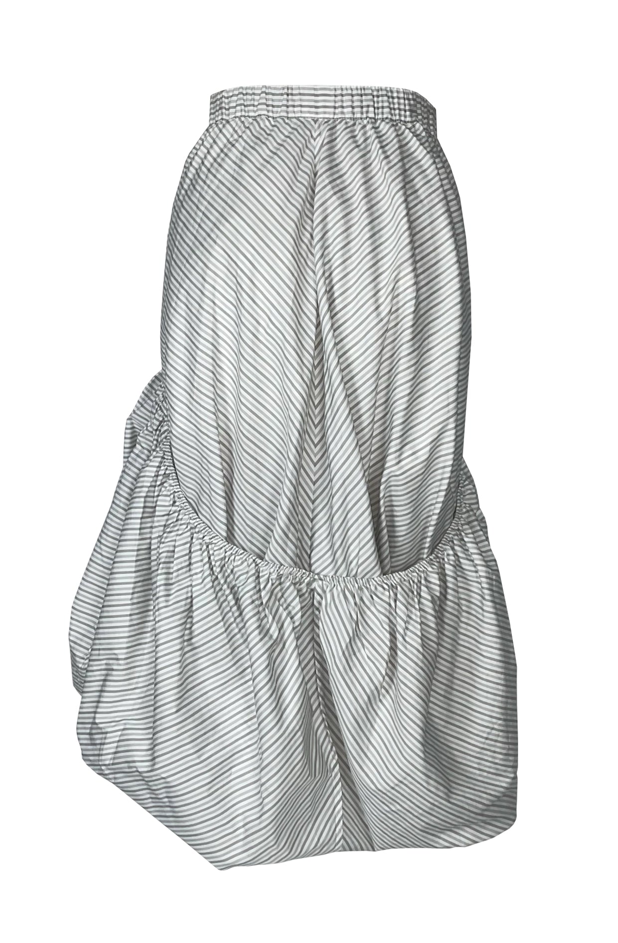 Laundry skirt grey striped cotton asymmetric design, sustainable UK