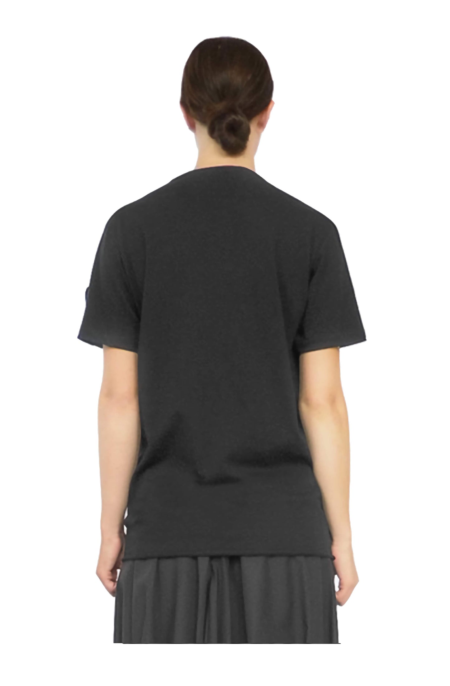 Back view of the creative black organic cotton, unisex, pillow top dress