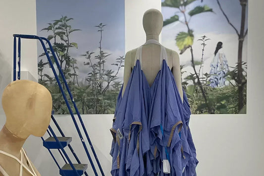 wearing sustainability exhibition curated by cunnington & sanderson featuring sustainable fashion and storytelling in a surreal environment