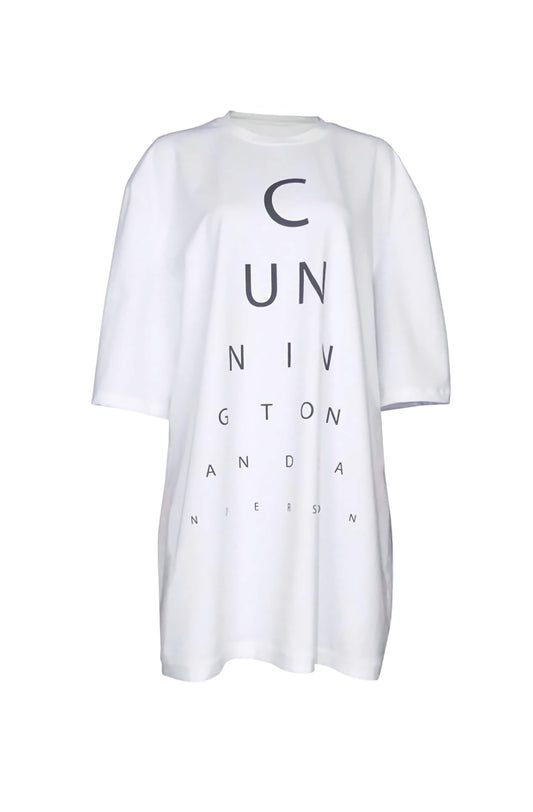One size for all unisex t-shirt top dress with vision text brand cunnington & sanderson graphic print cun t-shirt.