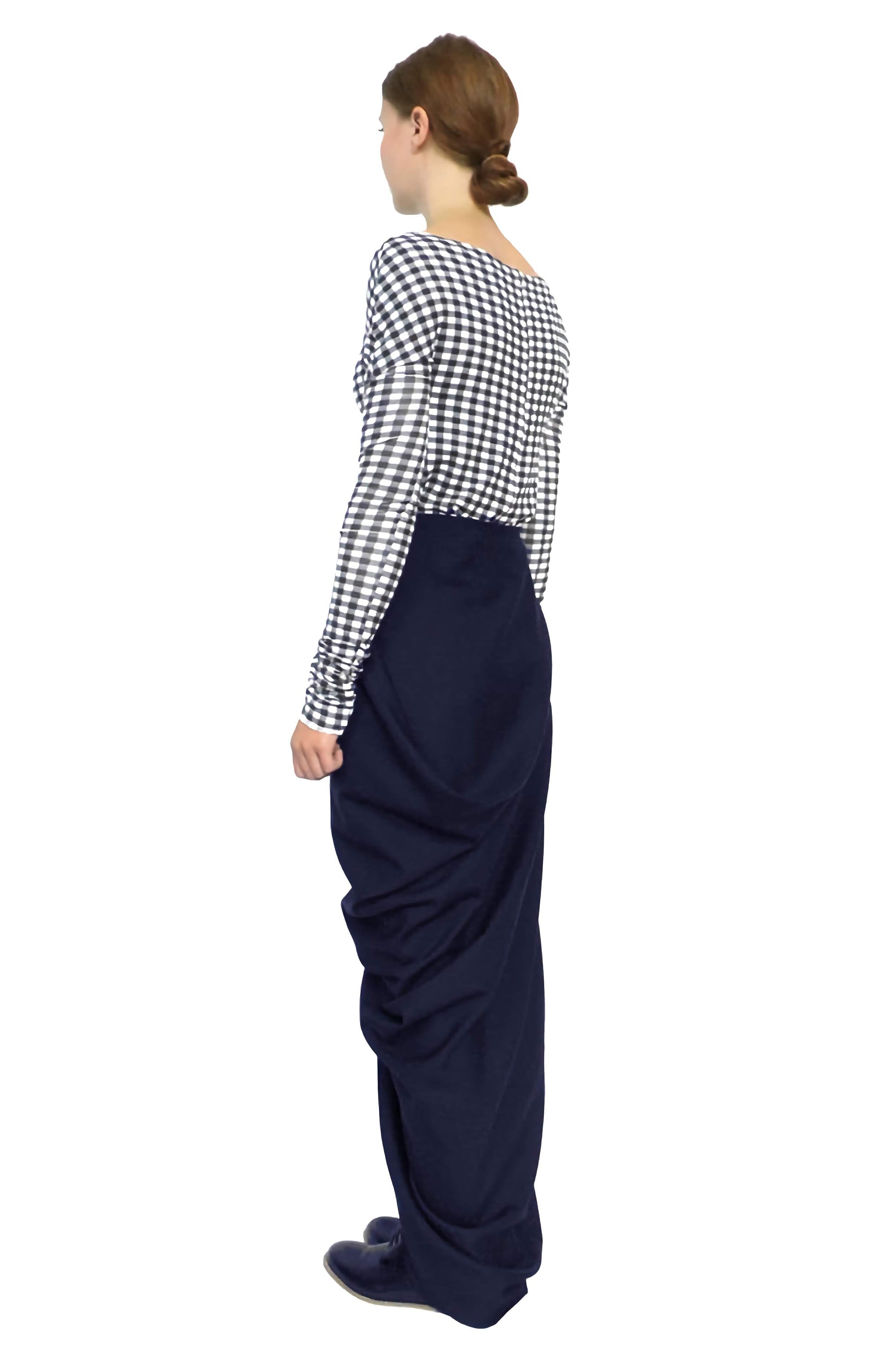 Side view of the deluxe and comfy skirt by cunnington & sanderson the award winning  british designers,