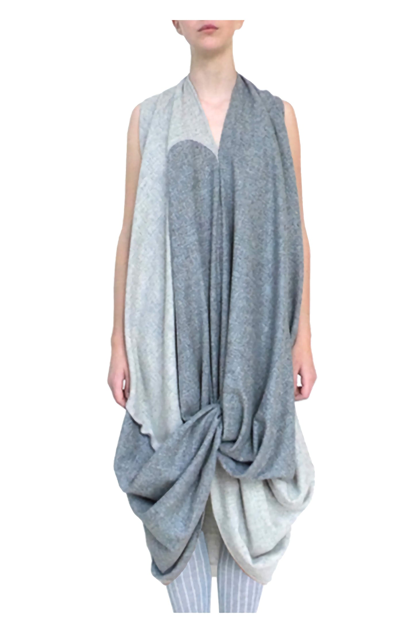Creative zero waste design made with luxurious draped wool fabric locally sourced from yorkshire.