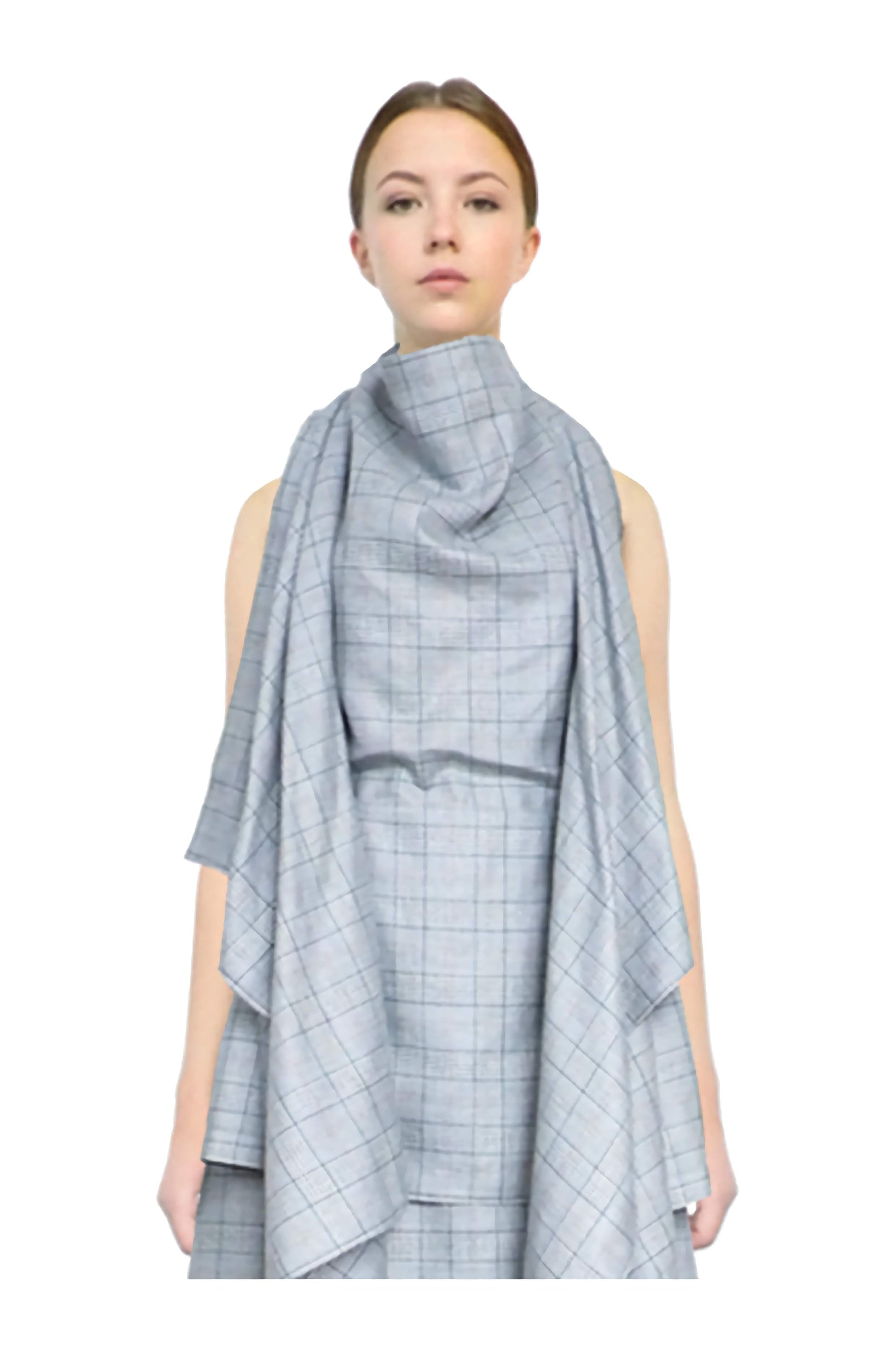 Halterneck womens top with apron fastenings made from a zero waste design which is sustainable and innovative.