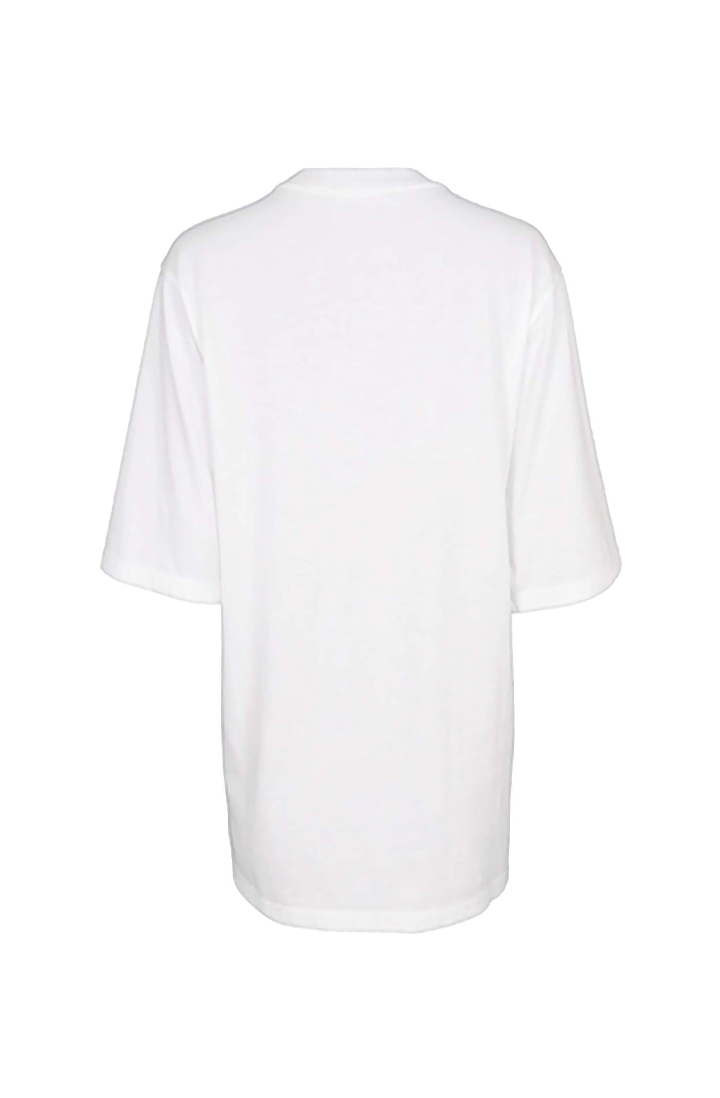 Back view of the printed pillow t-shirt made in luxurious white organic cotton