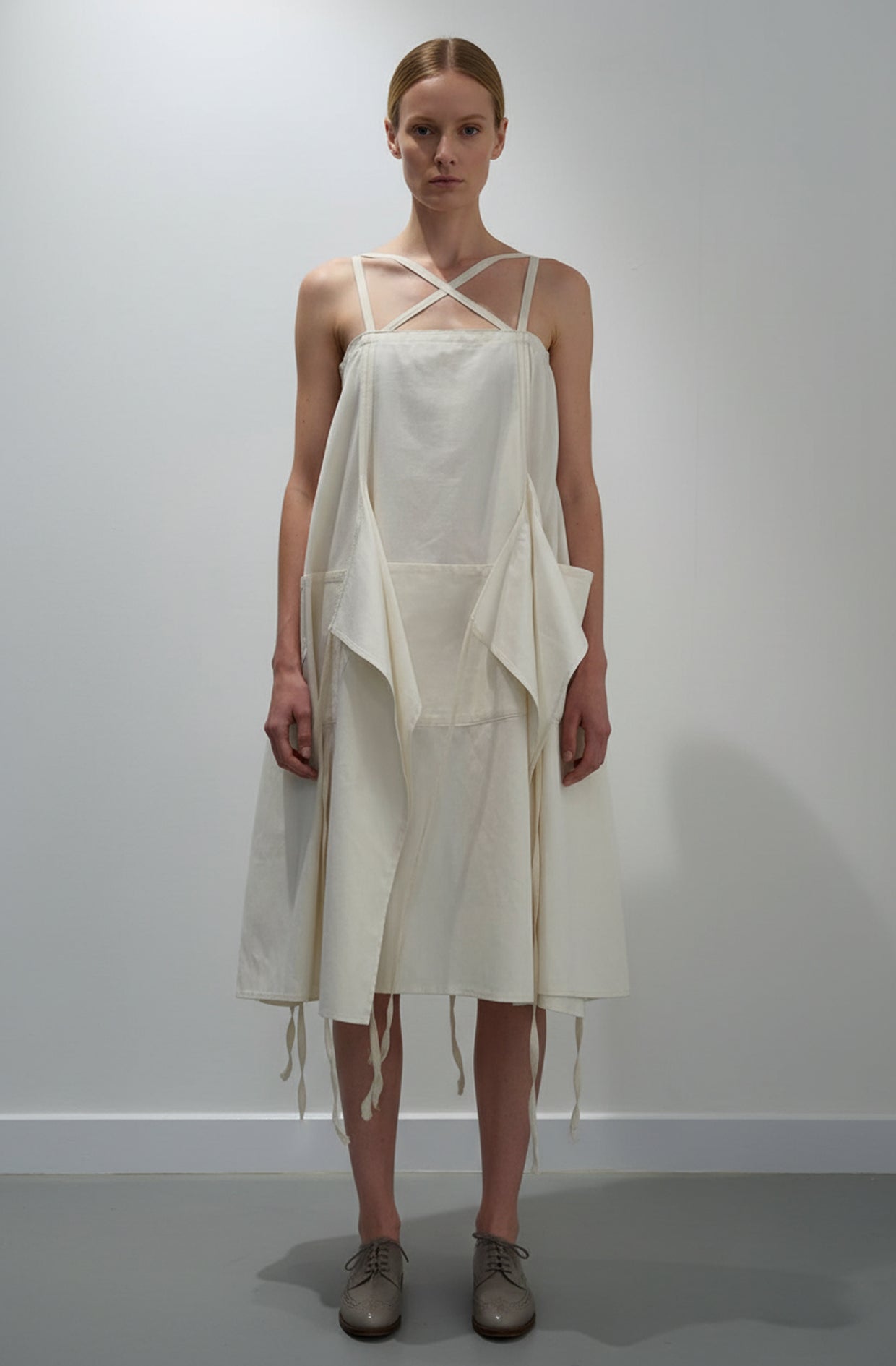 Aprons Dress front view — sustainable made-to-order dress in natural organic cotton