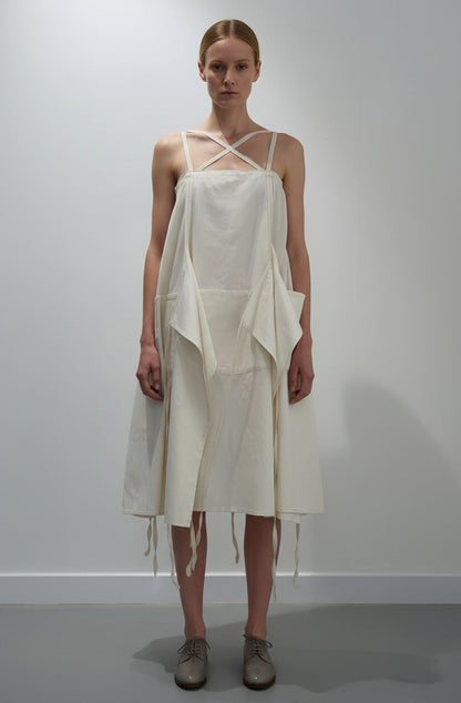 Aprons Dress front view — sustainable made-to-order dress in natural organic cotton