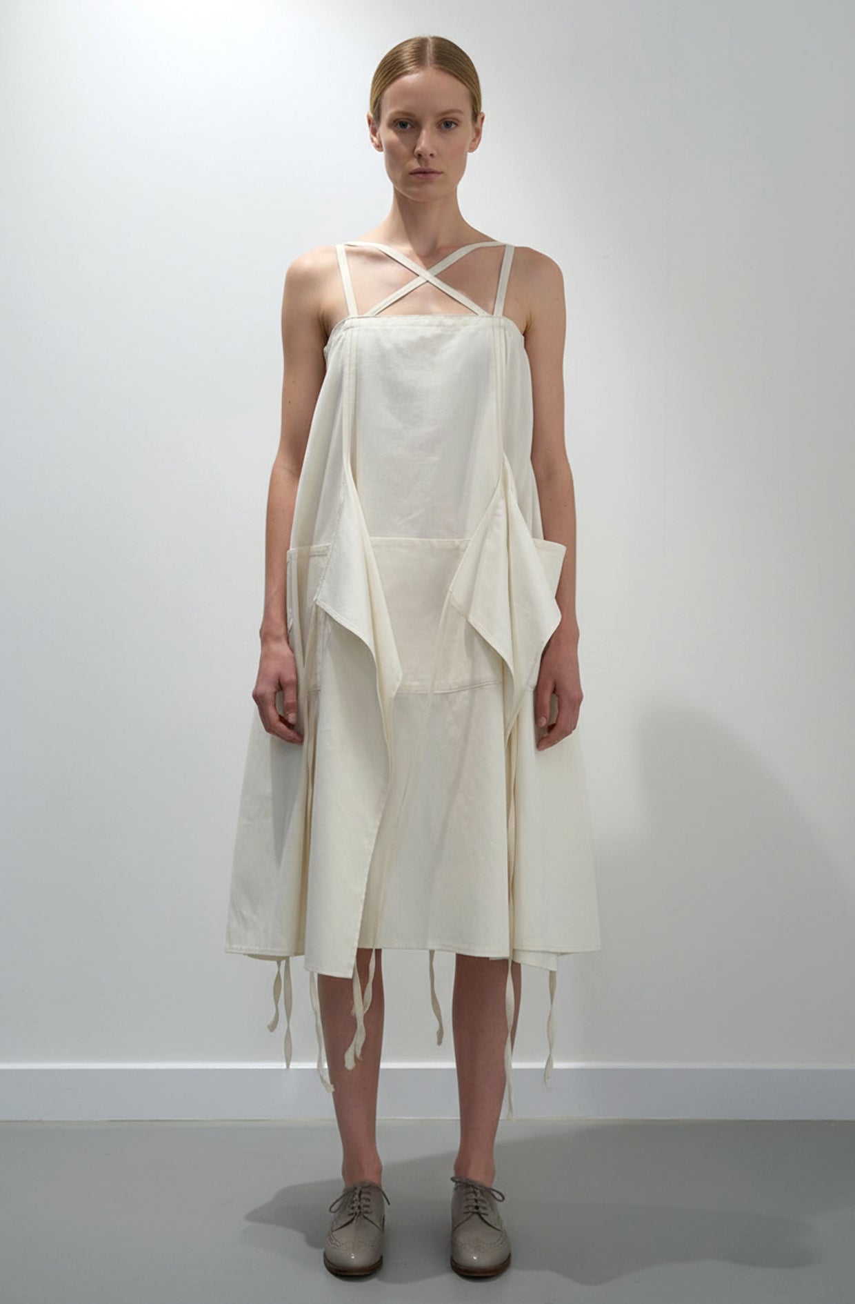Aprons Dress front view — sustainable made-to-order dress in natural organic cotton