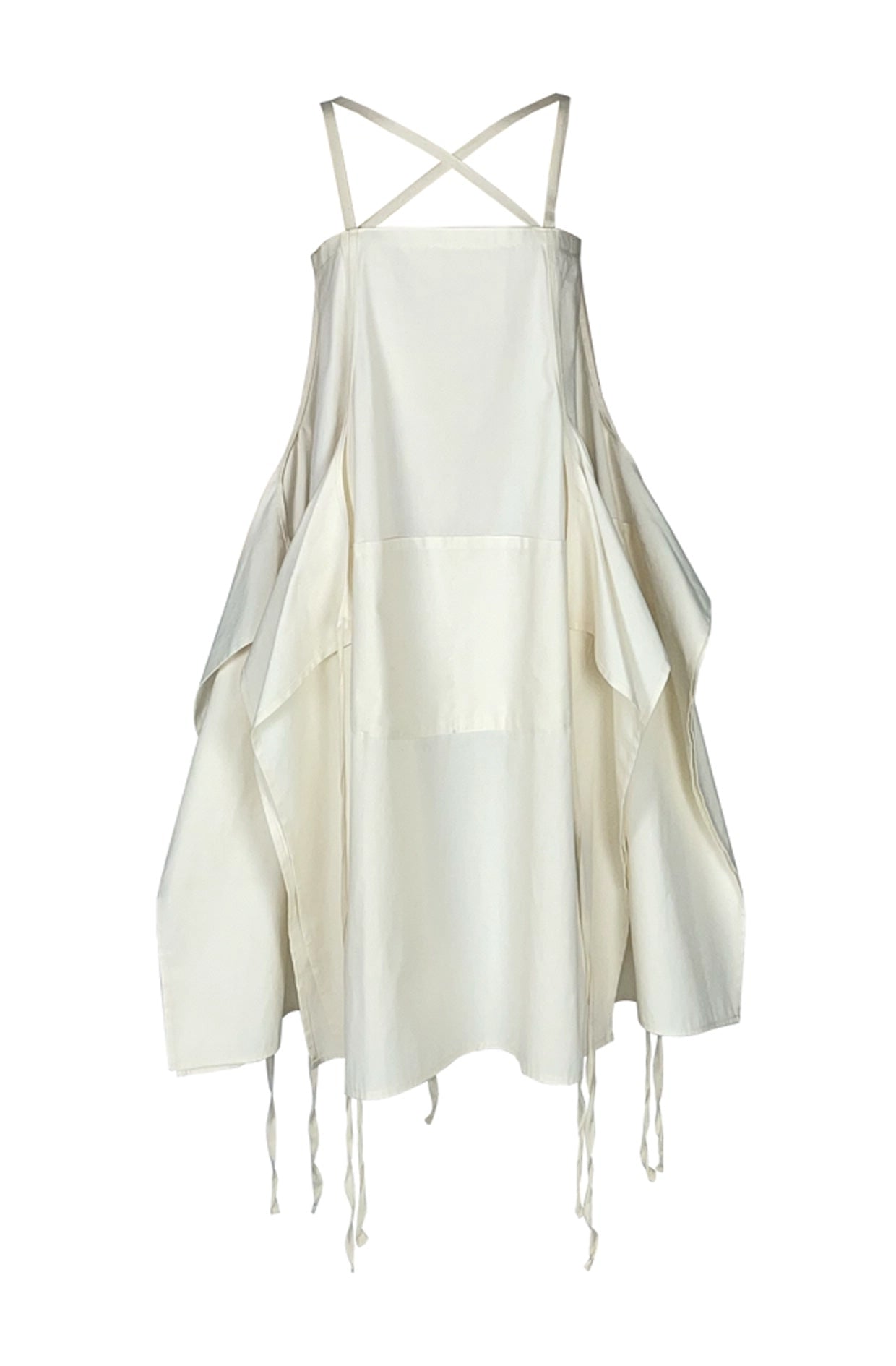 Aprons Dress front silhouette — zero-waste organic cotton dress by Cunnington & Sanderson