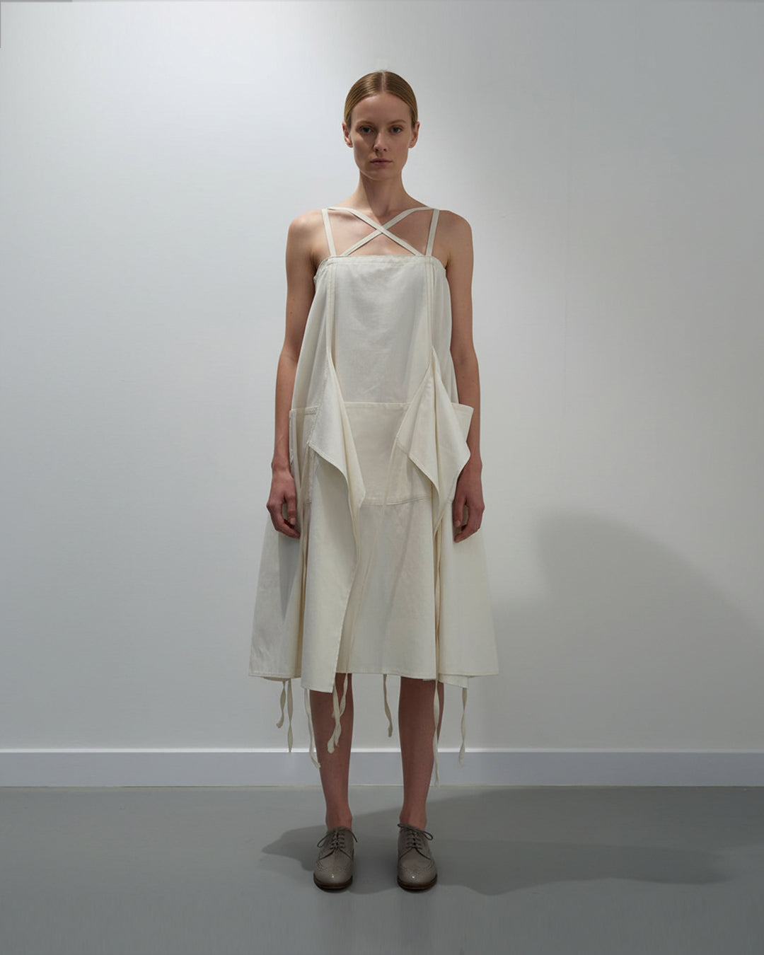 Aprons dress a zero waste sustainable fashion gown in organic cotton by Cunnington & Sanderson