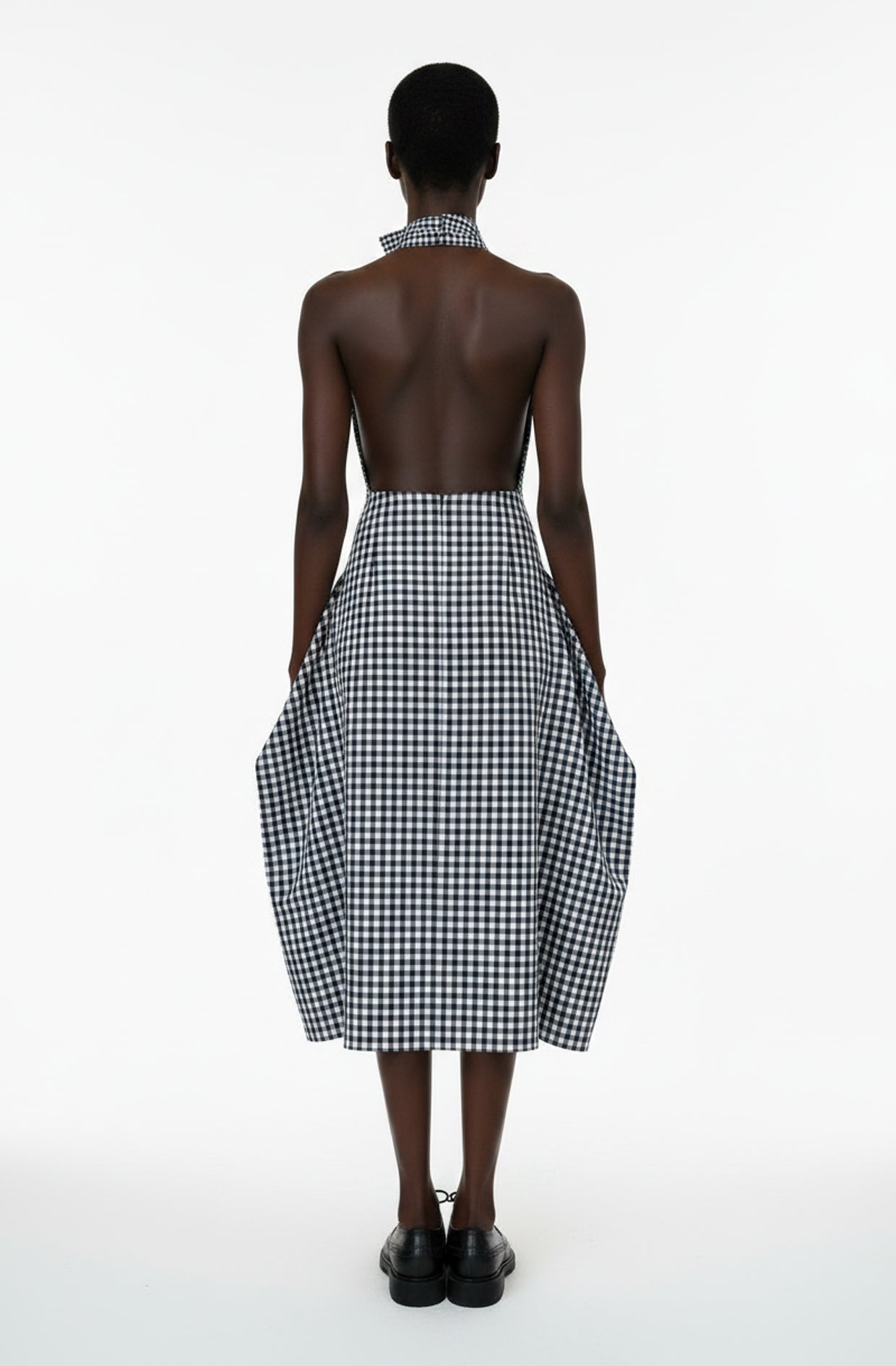 Zero waste gingham cotton blanket skirt, sustainable luxury made-to-order in UK by Cunnington & Sanderson