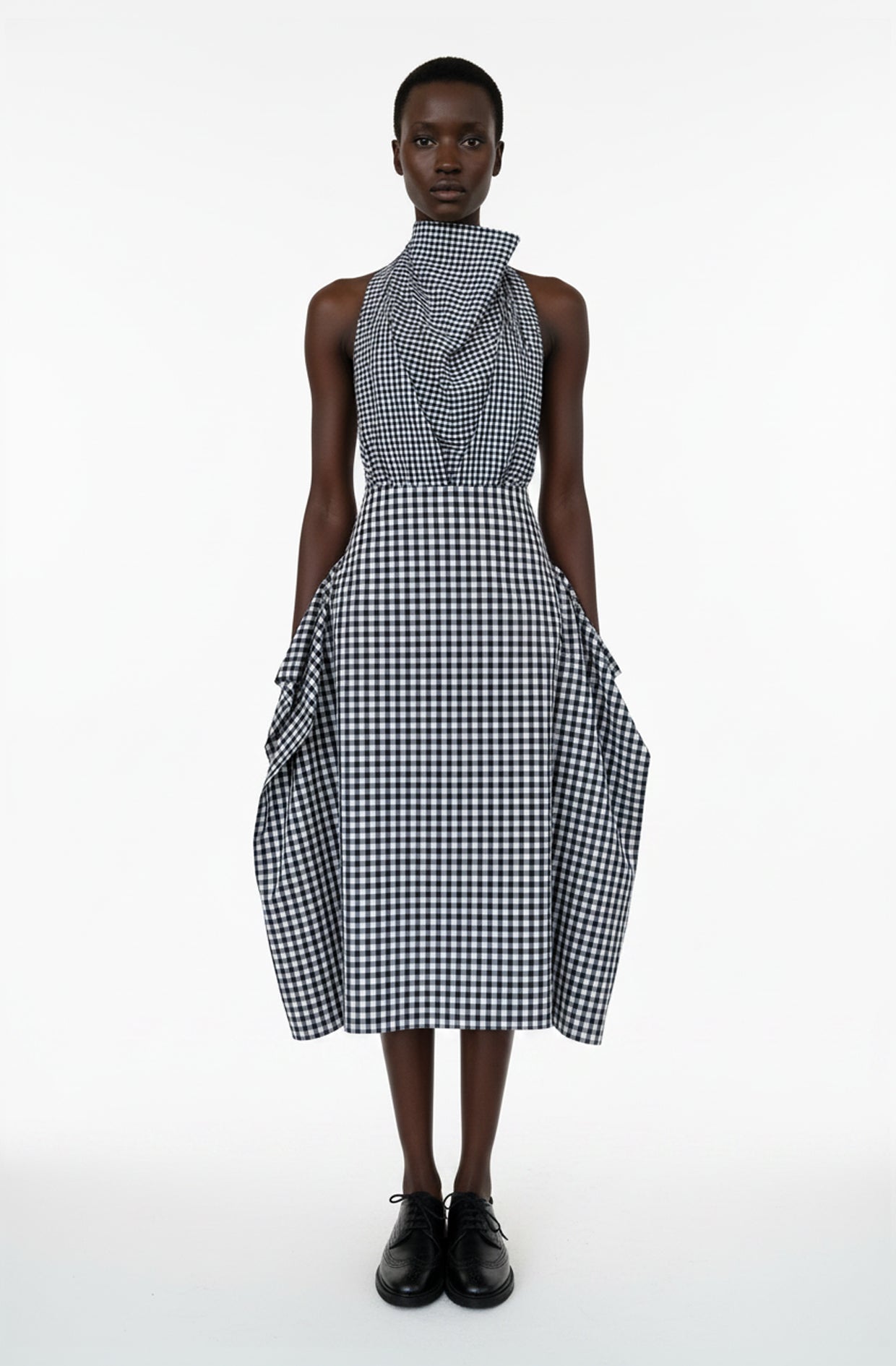 Zero waste gingham cotton blanket skirt with pockets, sustainable luxury made-to-order in UK