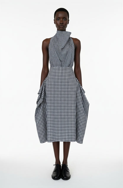 Zero waste gingham cotton blanket skirt with pockets, sustainable luxury made-to-order in UK
