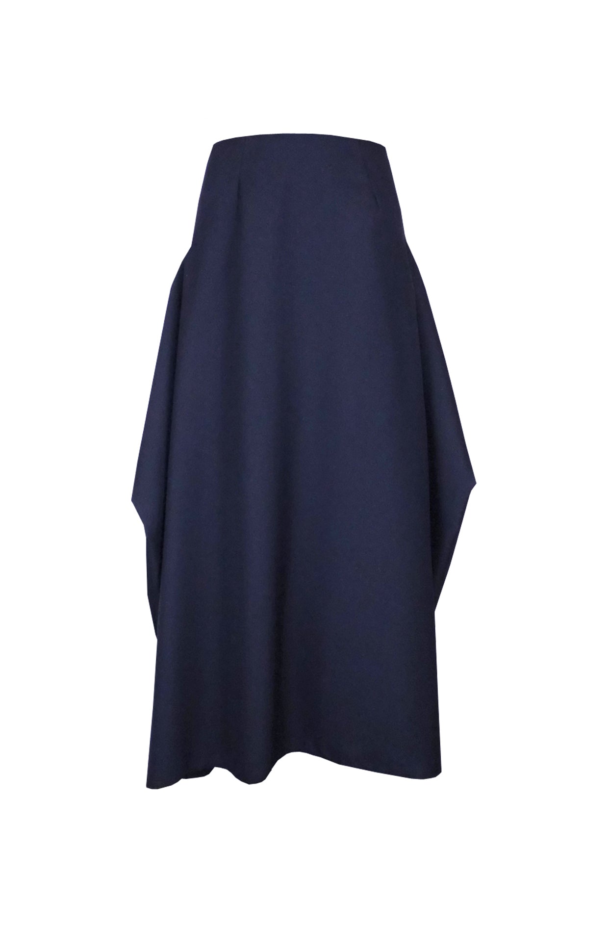 Navy blue blanket skirt by Cunnington & Sanderson made to order in UK