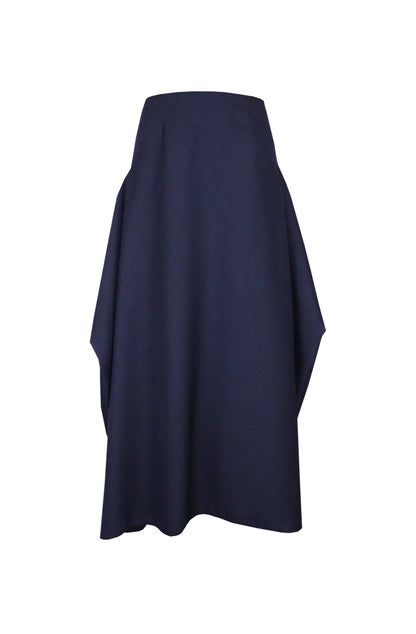 Navy blue blanket skirt by Cunnington & Sanderson made to order in UK