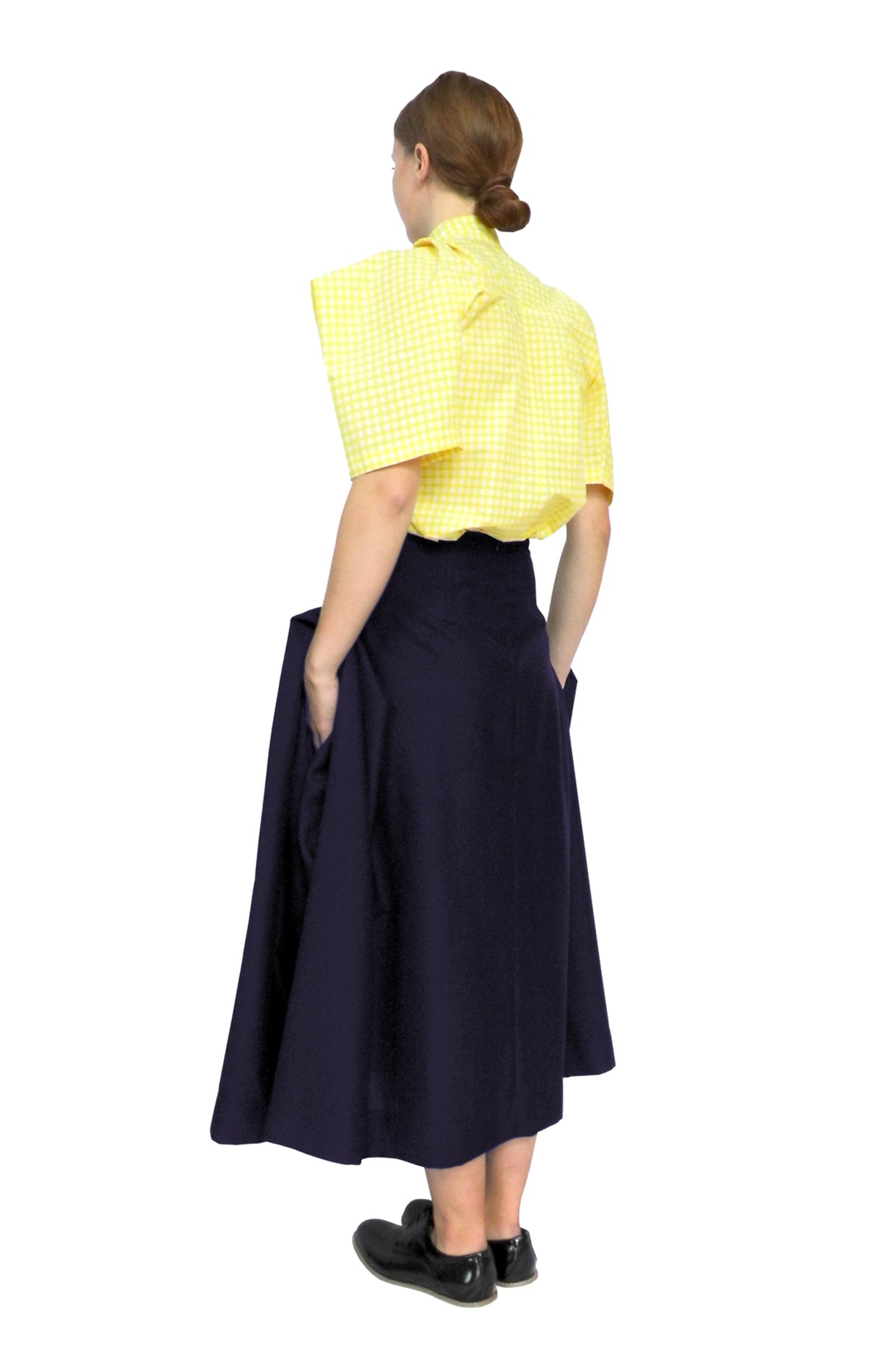 Zero waste luxury sustainable blanket skirt with large pockets by Cunnington & Sanderson UK