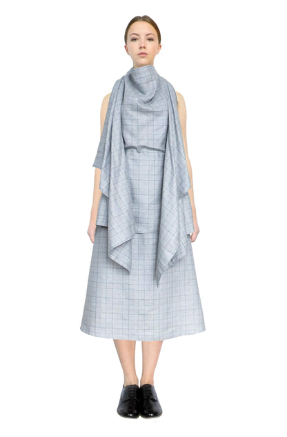 Blanket top plaid Abraham Moon Yorkshire wool-linen, zero-waste sustainable made-to-order UK