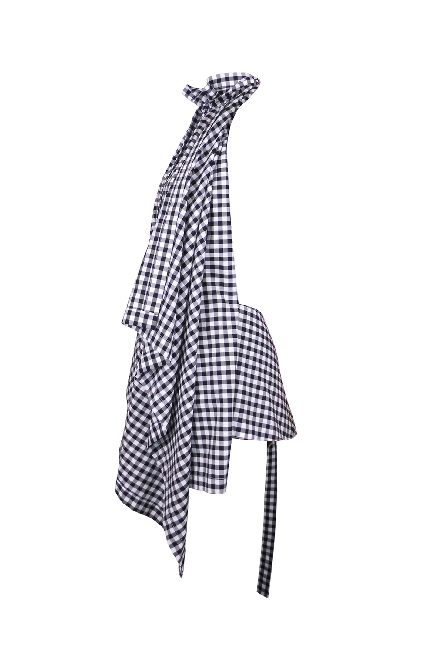 Zero-waste gingham cotton halterneck top with ruffle neck and draping, sustainable fashion made-to-order in UK
