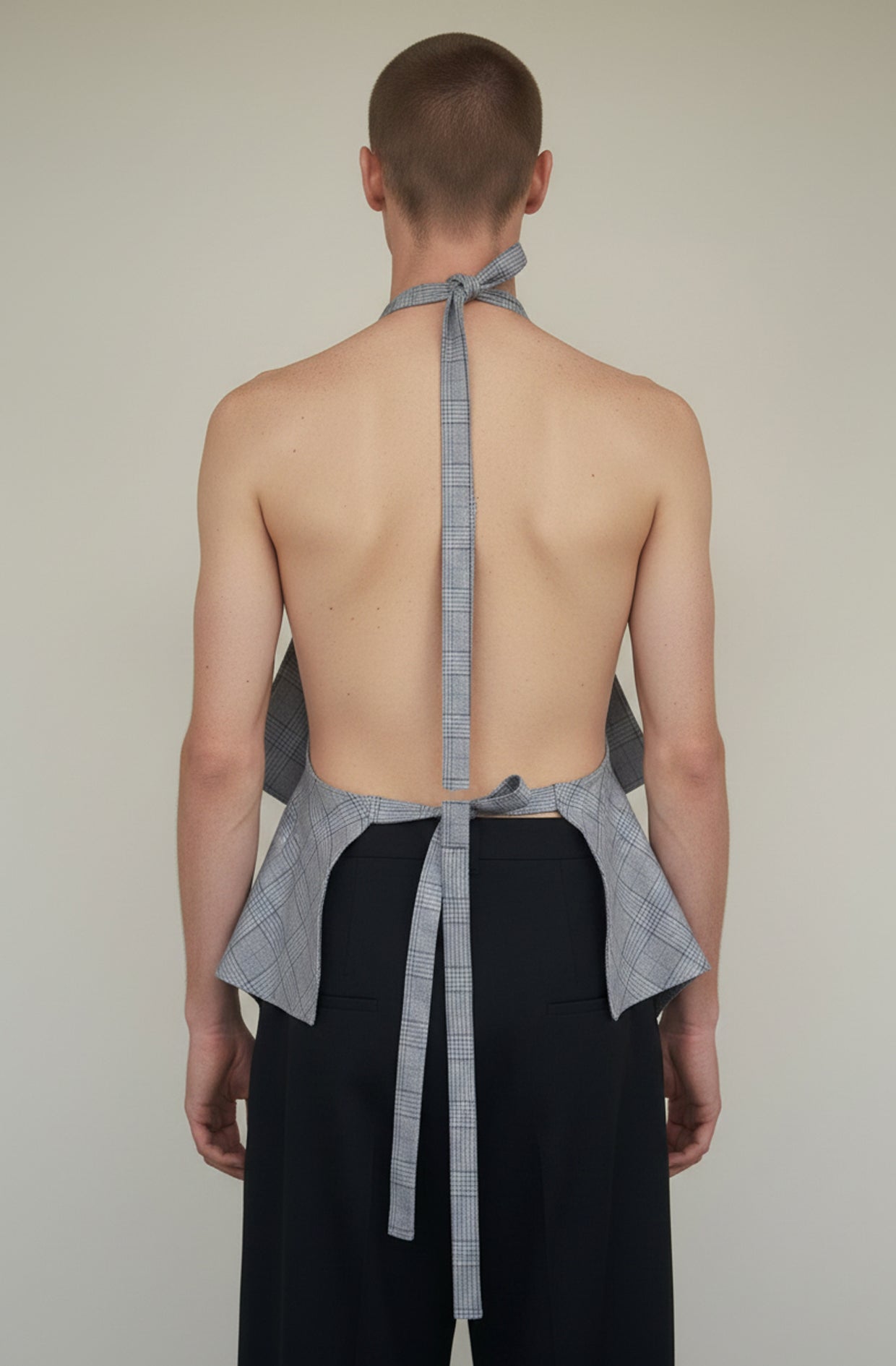 Blanket top plaid blue in Yorkshire wool made in UK. A unisex zero waste sustainable top