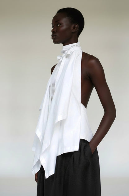 Unisex white cotton blanket top by sustainable fashion brand Cunnington & Sanderson