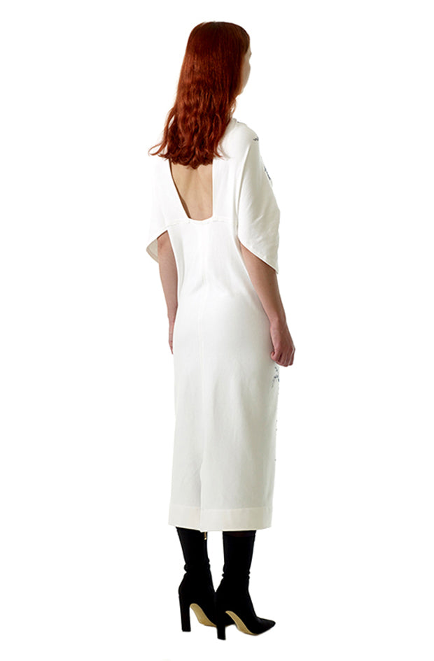 zero waste organic cotton dress with contemporary open back and timeless style