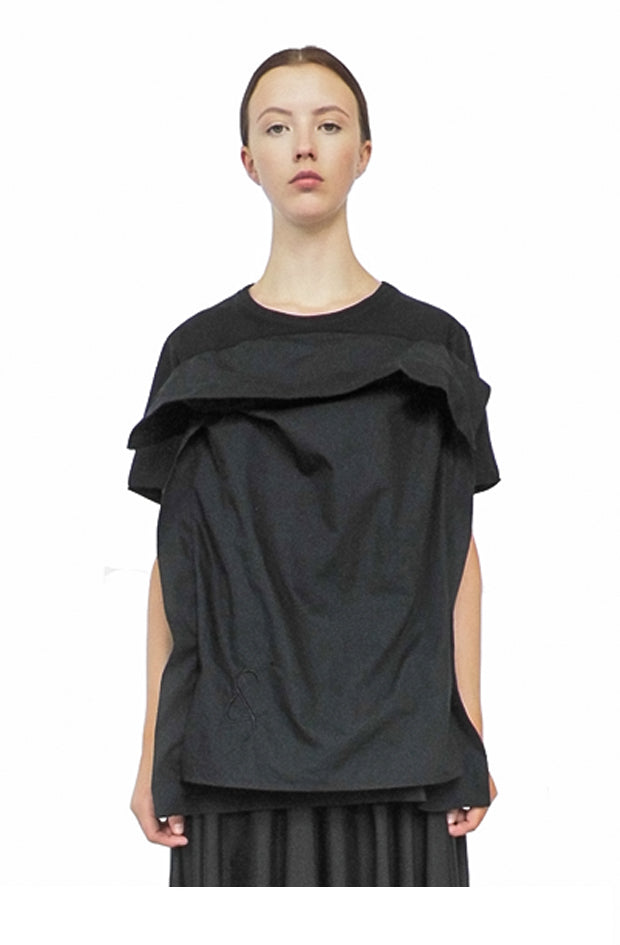luxury designer pillow top dress in black organic cotton by cunnington & sanderson