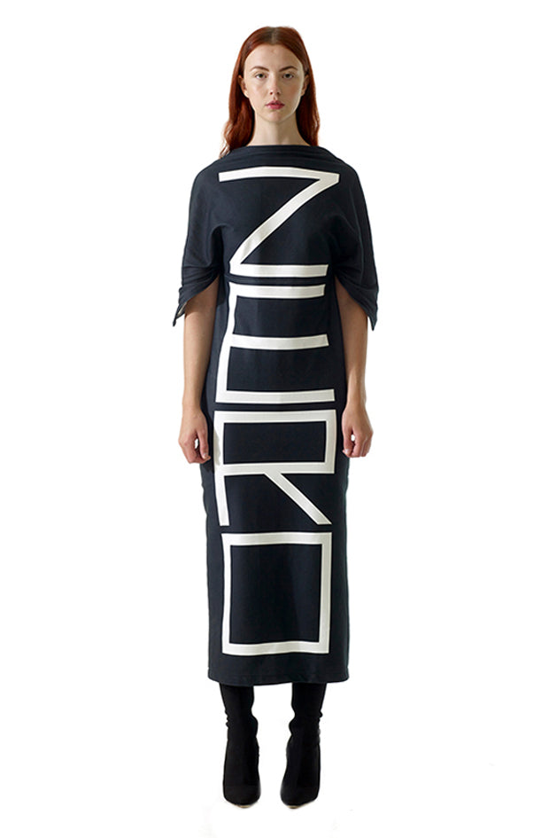 dramatic unique bold organic dress with zero text deluxe sustainable zero waste design