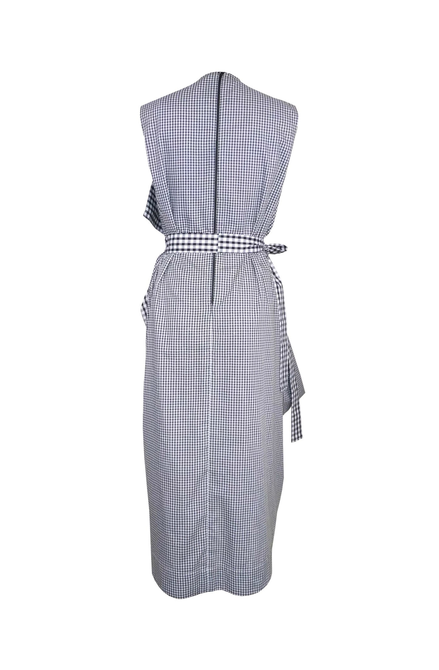 British made luxury gingham dress with large bag pocket. Slow fashion dress for life