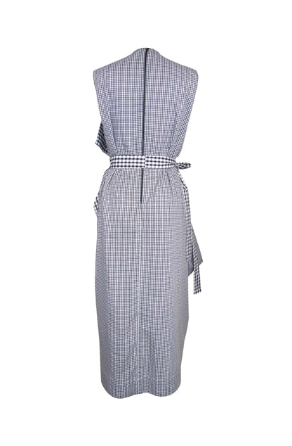 British made luxury gingham dress with large bag pocket. Slow fashion dress for life