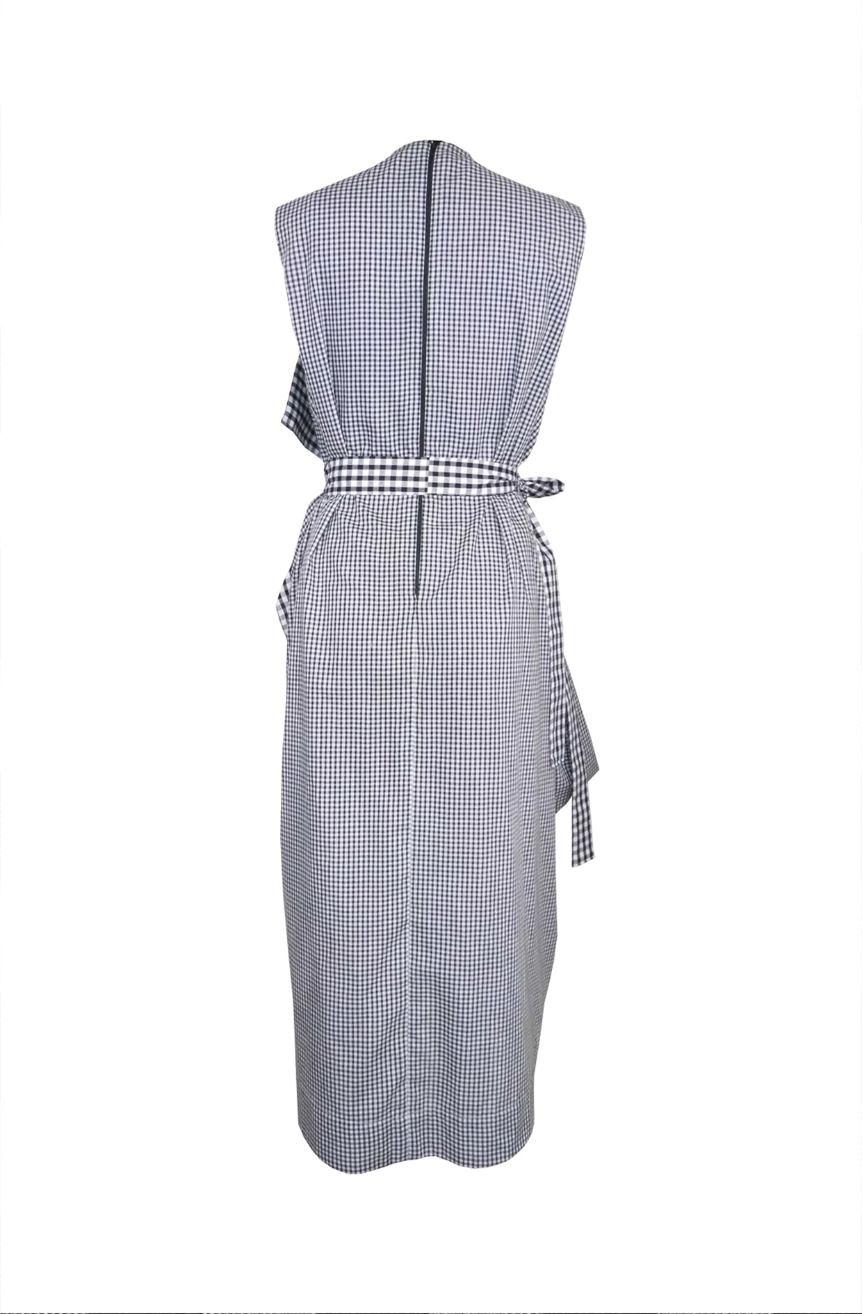 British made luxury gingham dress with large bag pocket. Slow fashion dress for life