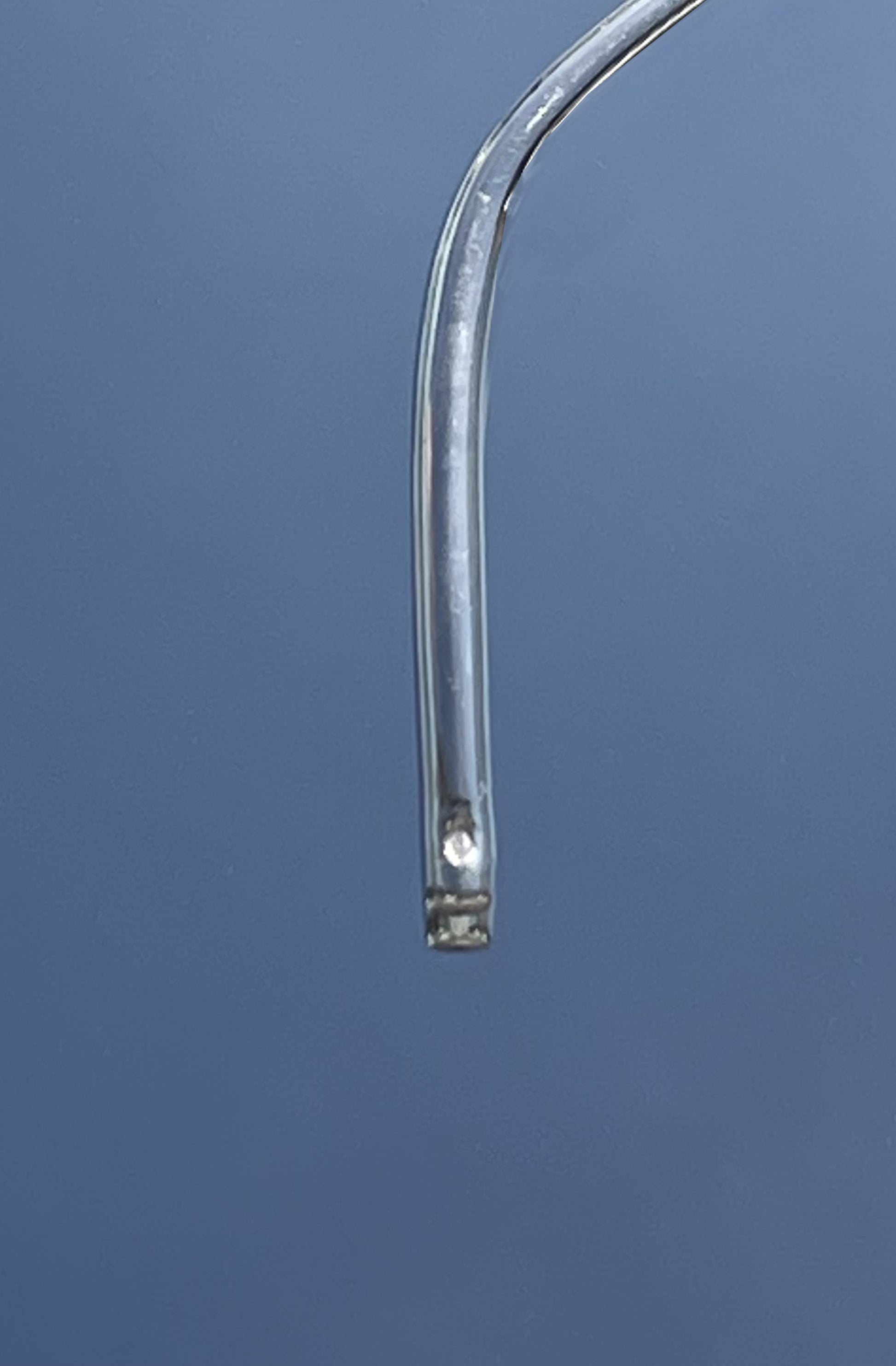 Silver hanger earring hallmark detail, designer jewellery Cunnington & Sanderson