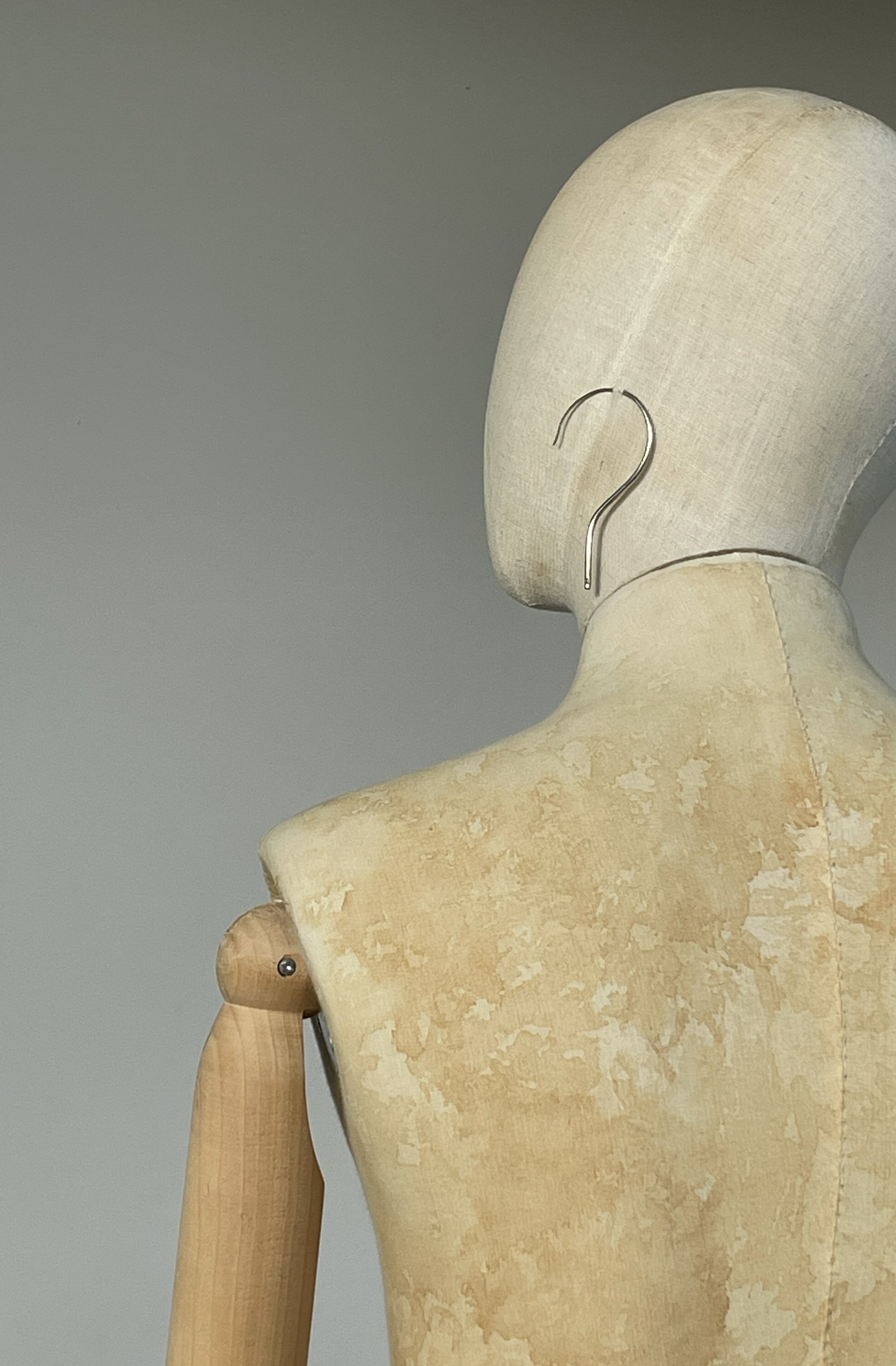 Silver Unisex Hanger Earring on Mannequin torso 