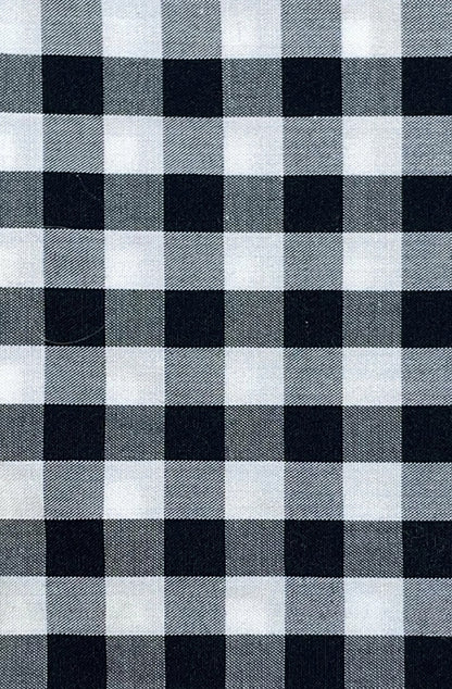 Black and white checkered gingham fabric pattern clode up detail