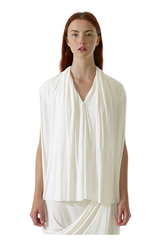Modern drapery womenswear fashion top.