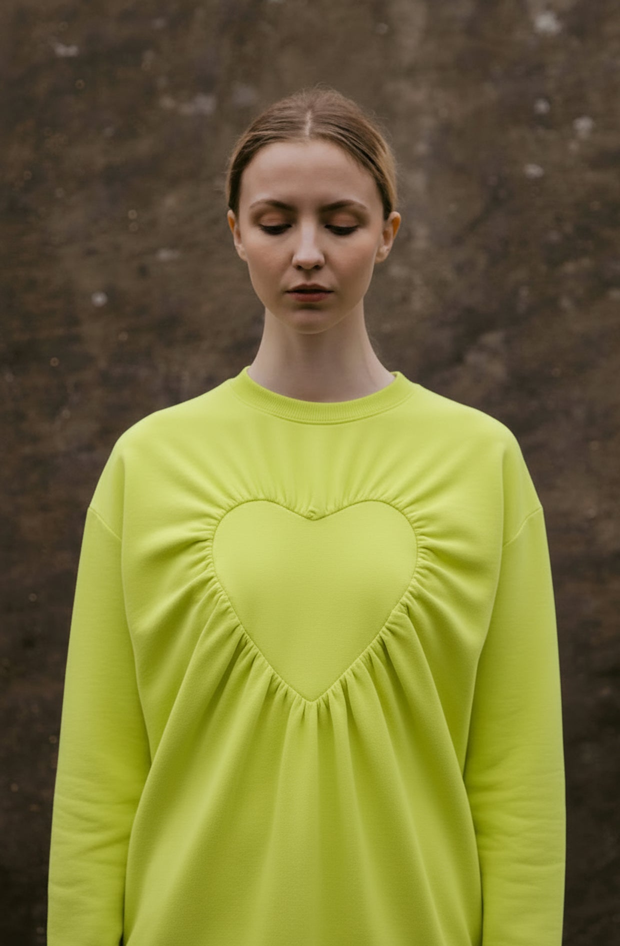 Heart sweater yellow the unisex sweatshirt made in organic cotton by Cunnington & Sanderson