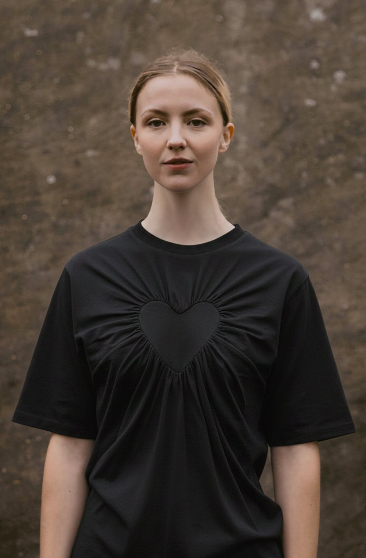 Heart T-Shirt in black organic cotton by Cunnington & Sanderson made in the UK