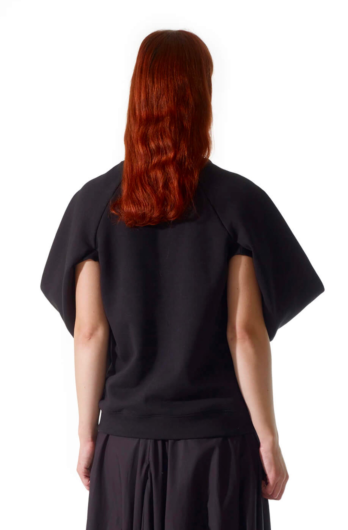 Hope sweatshirt back with draped sleeves and hidden openings, organic cotton sustainable UK