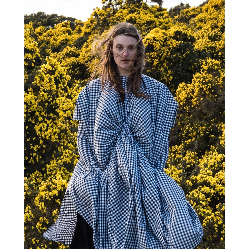 Kinsky press editorial featuring the cotton zero-waste rosette dress by Cunnington & Sanderson
