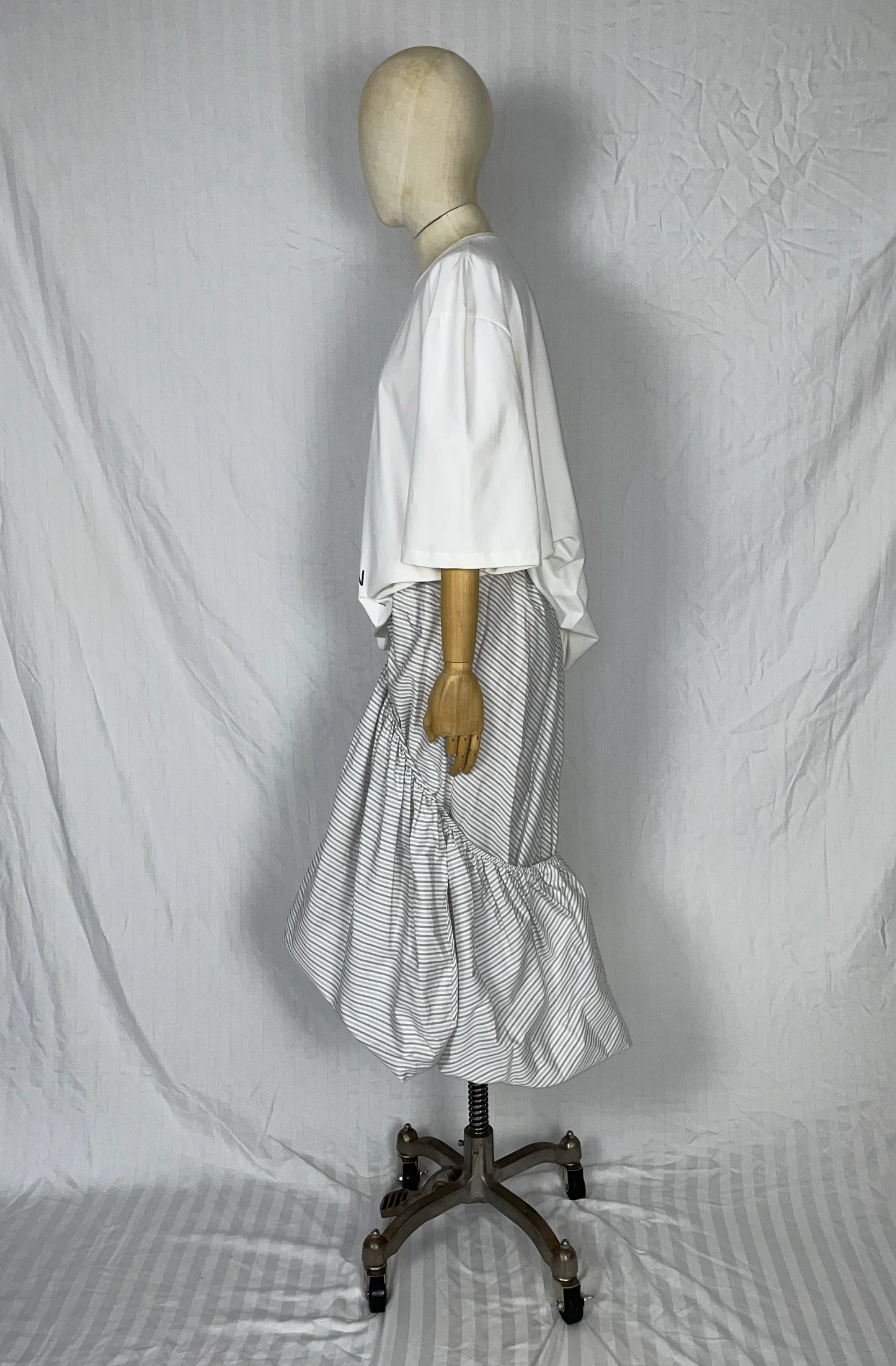 Laundry skirt grey striped cotton made to order UK Cunnington & Sanderson