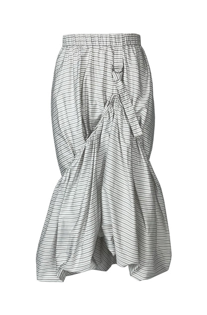 Laundry skirt grey striped cotton asymmetric, zero-waste sustainable UK