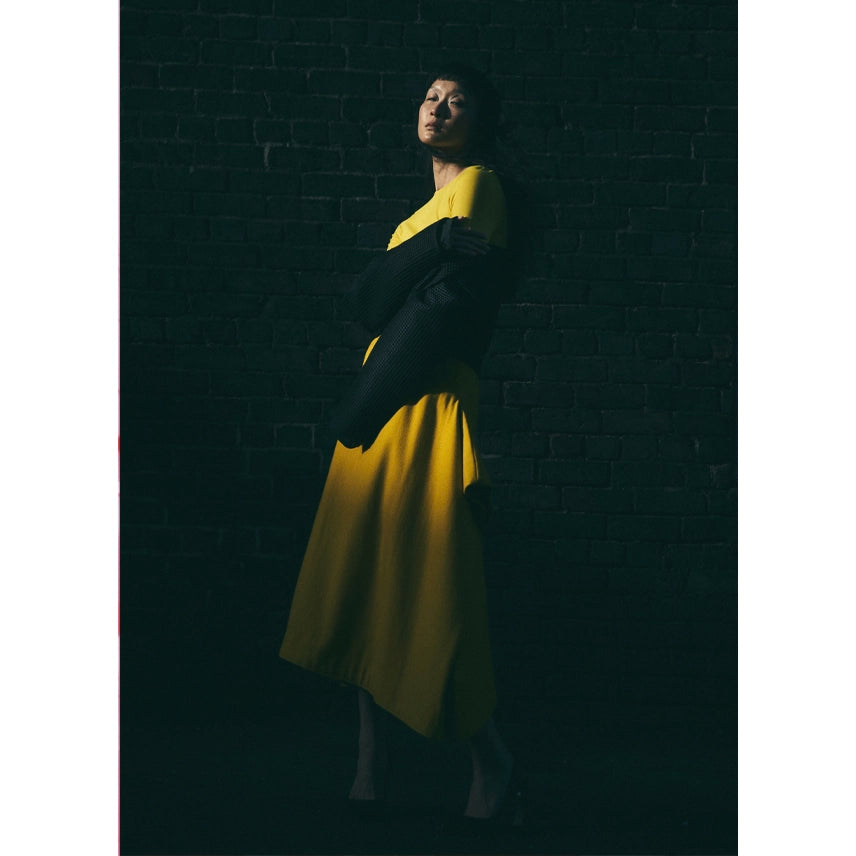 Misc magazine editorial featuring the zero-waste Blanket Skirt by Cunnington & Sanderson