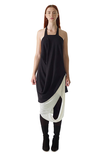 White missing skirt with mid-waist cutout, zero-waste sustainable luxury made-to-order UK
