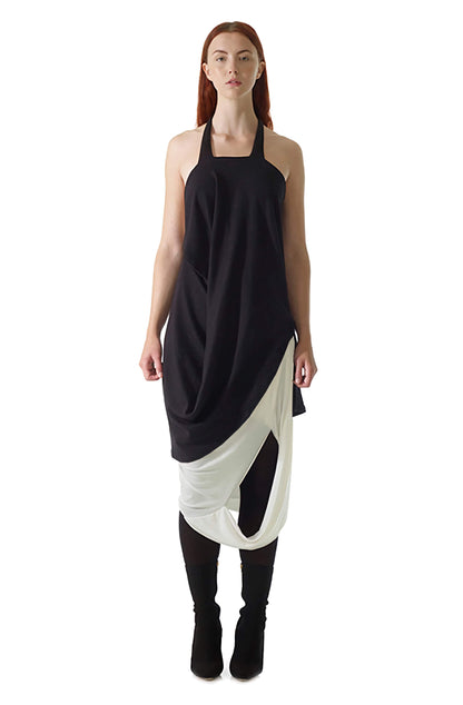 Missing top black halterneck with cutout detail, zero-waste organic cotton made-to-order UK