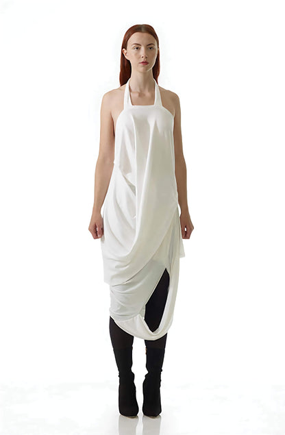 Zero-waste organic cotton missing top with mid-waist cutout, sustainable innovative halterneck made-to-order in UK